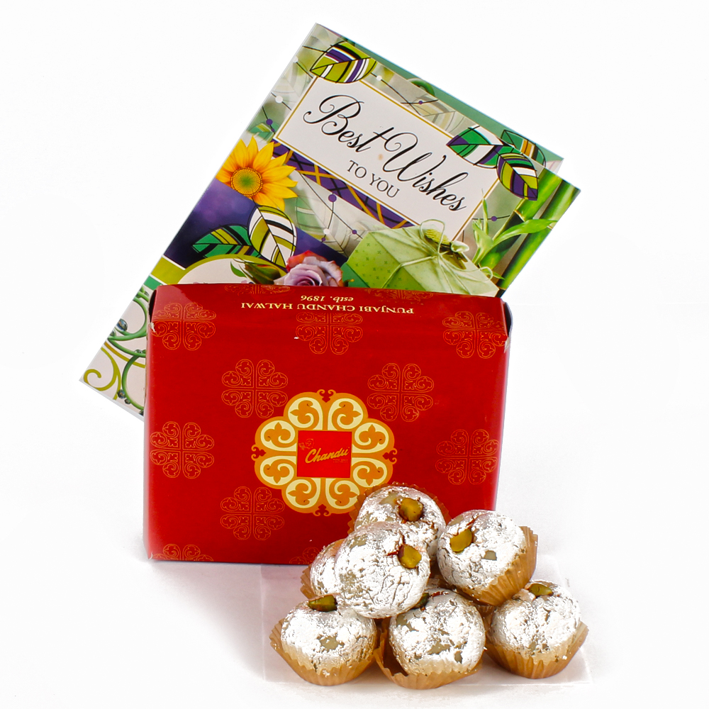 Exotic Kaju Sweet With Best Wishes Card