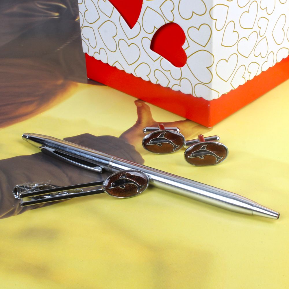 Pen and Cufflinks Set with Tie Pin for Him