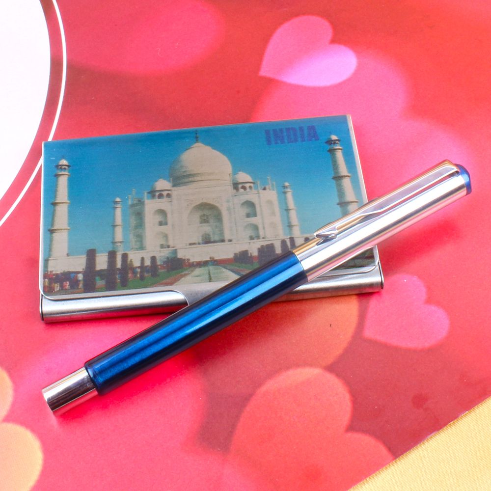 Taj Mahal Print Business Card Holder with Pen