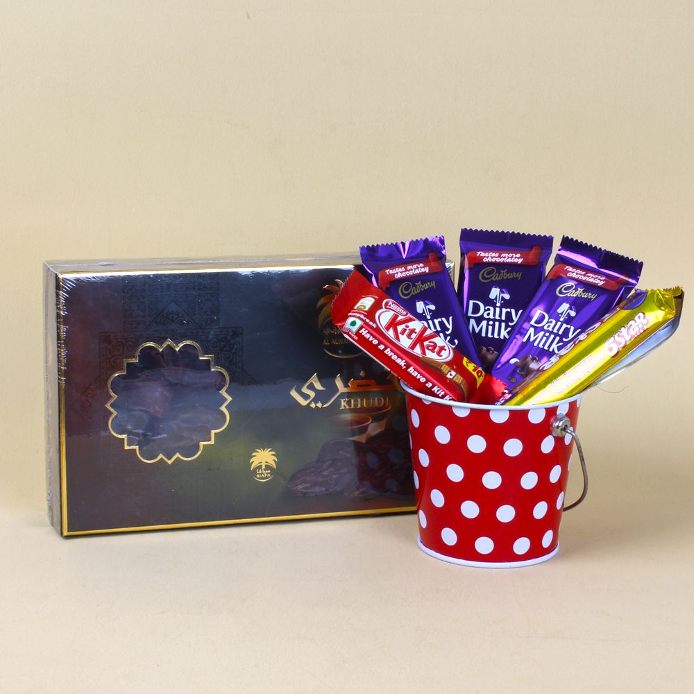 Al alwani Dates box with Assorted Chocolate