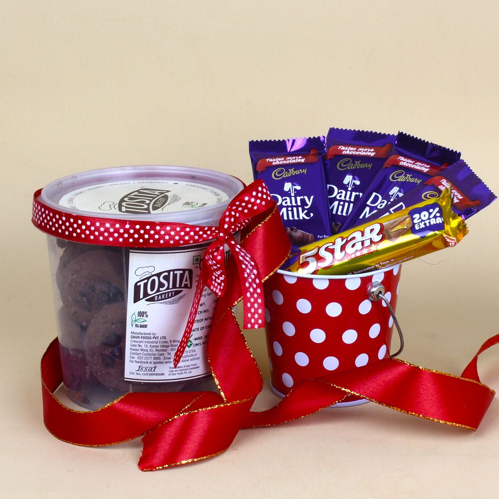 Tosita Chocolate Cookies and Assorted Chocolates in a Basket