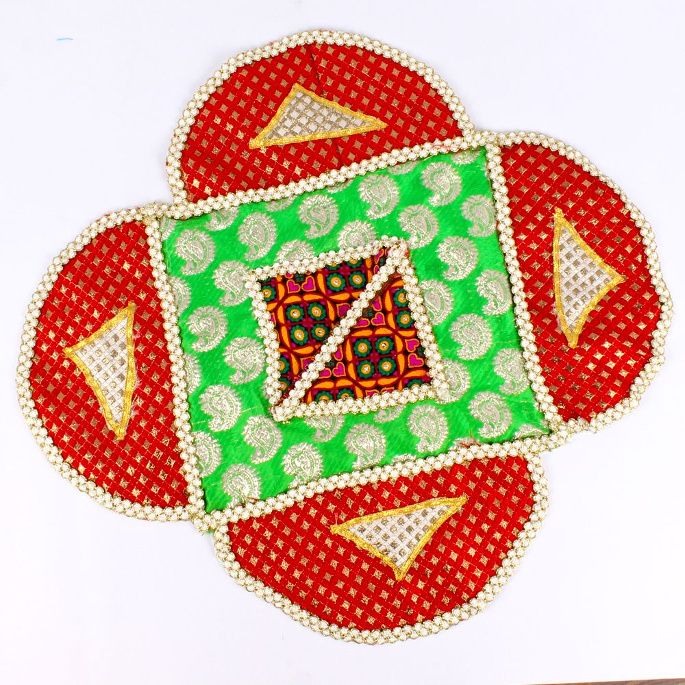 Handmade Pooja Thali Cover with Embroidery Touch