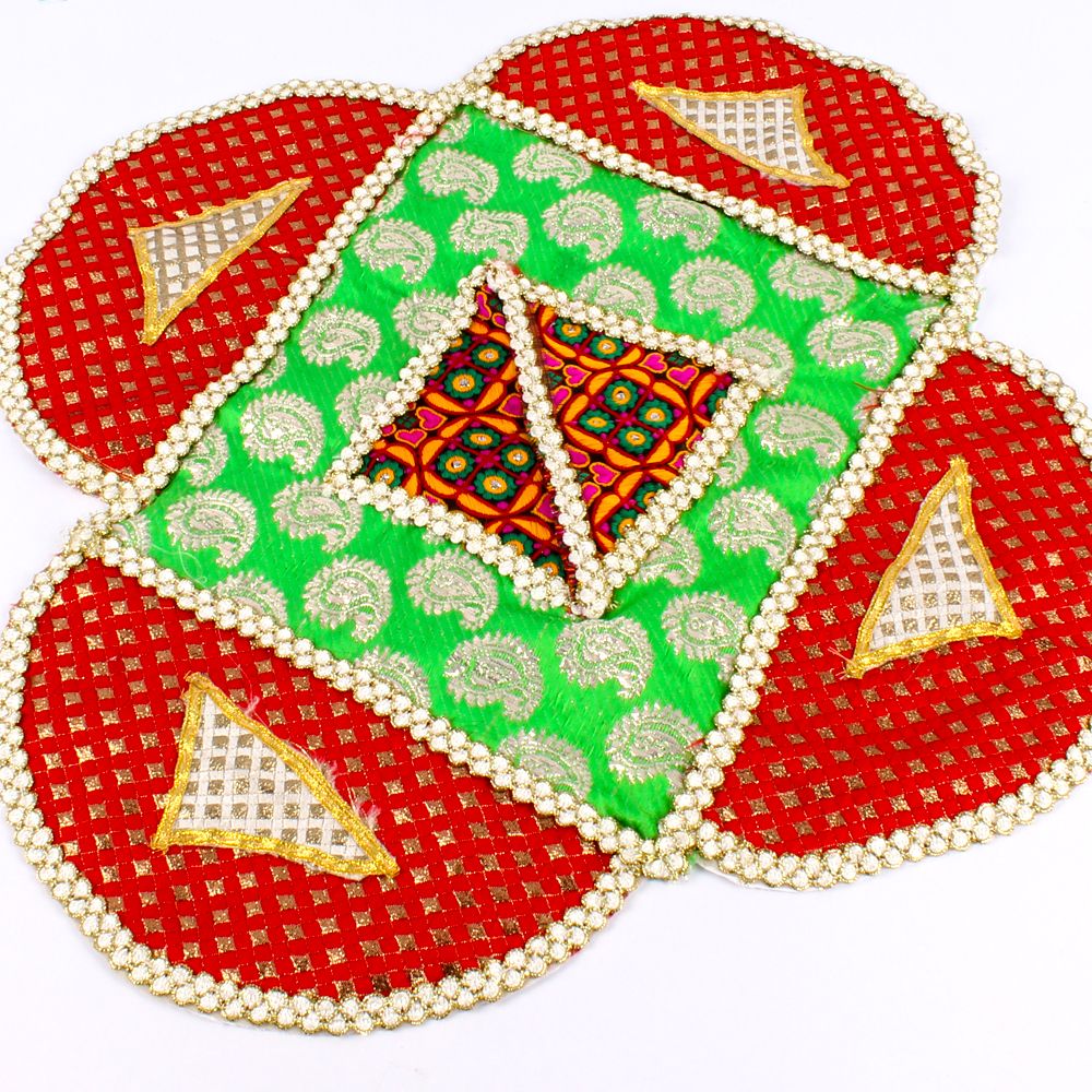 Handmade Pooja Thali Cover with Embroidery Touch