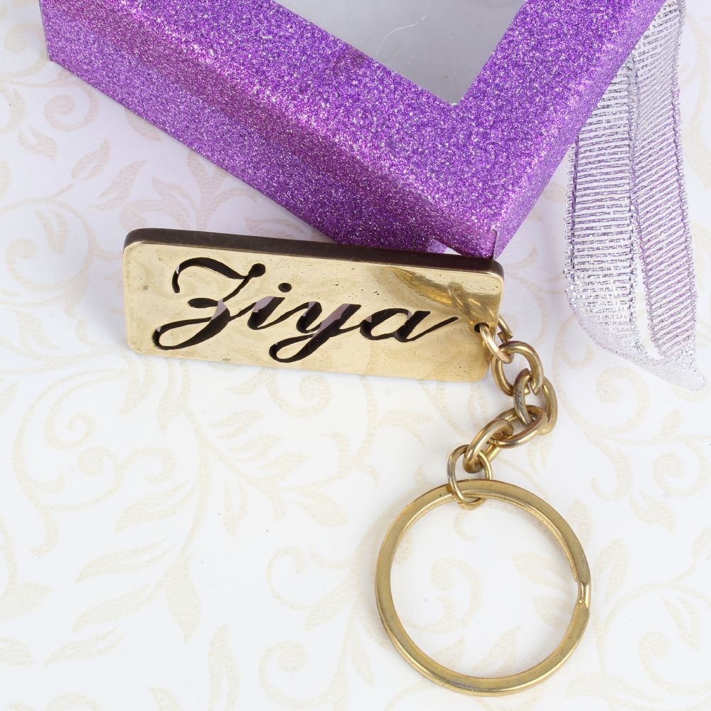 Personalised Etched Name Brass Keychain