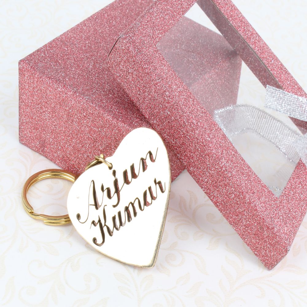 Personalised Cupid Strikes Brass Keychain