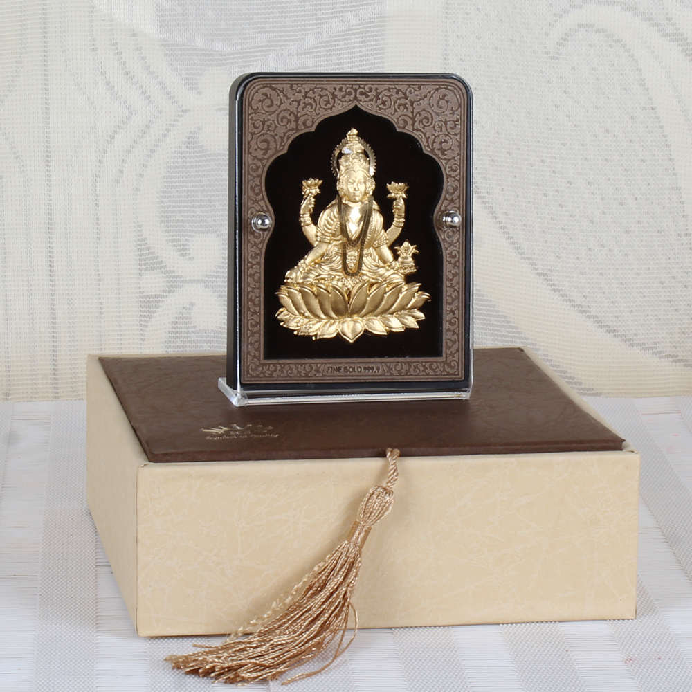 Gold Plated Laxmi Mata Tabletop Frame