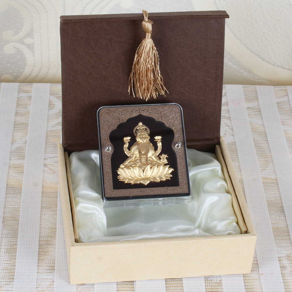 Gold Plated Laxmi Mata Tabletop Frame