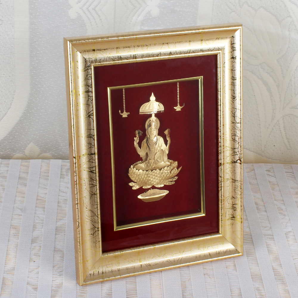 Gold Plated Goddess Laxmi Wall Hanging Frame