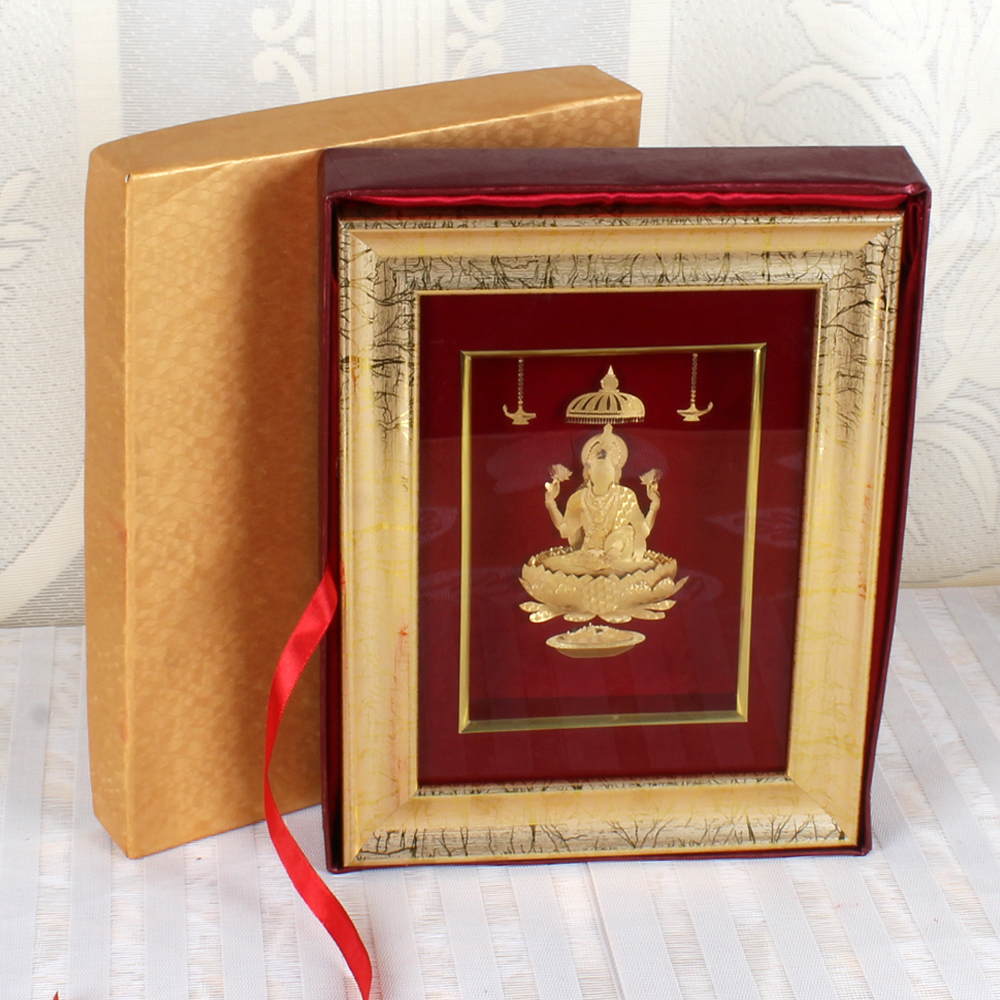 Gold Plated Goddess Laxmi Wall Hanging Frame