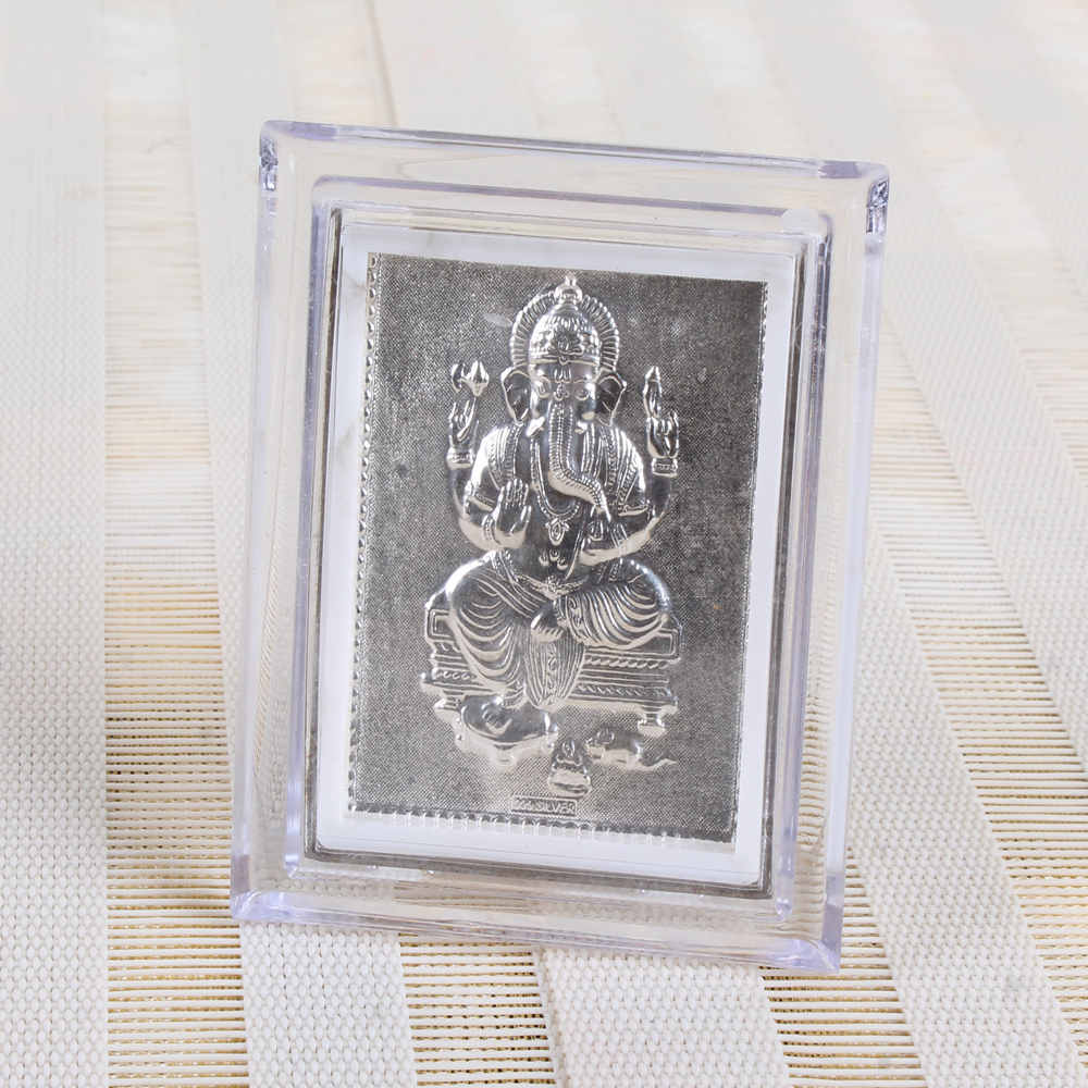 Silver Plated Lord Ganesha Table Top Frame