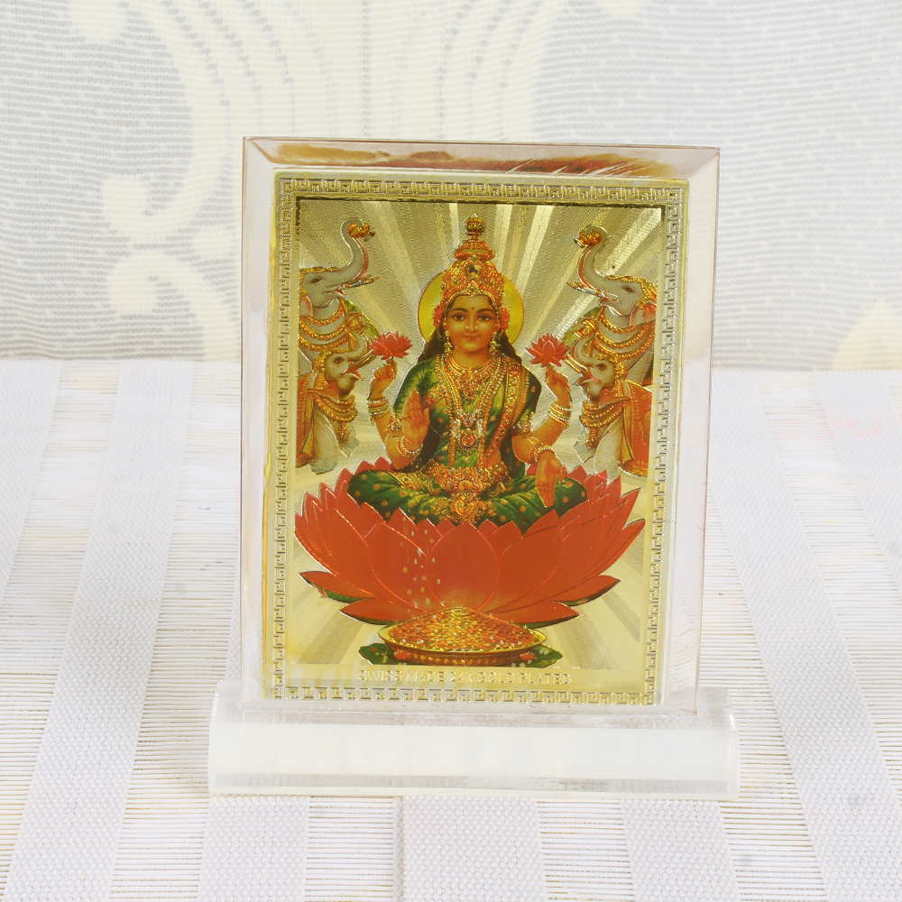 Gold Plated Goddess Laxmi Table Top Frame