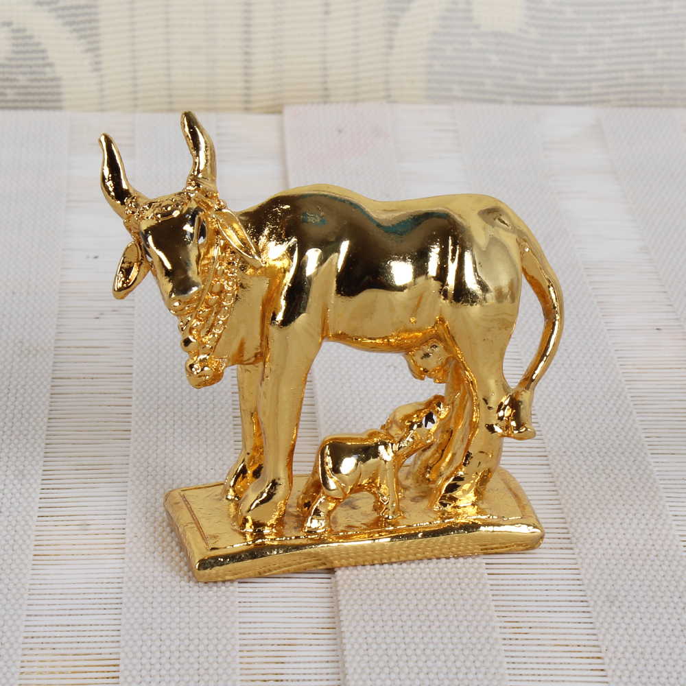 Gold Plated Kamadhenu Cow Idols