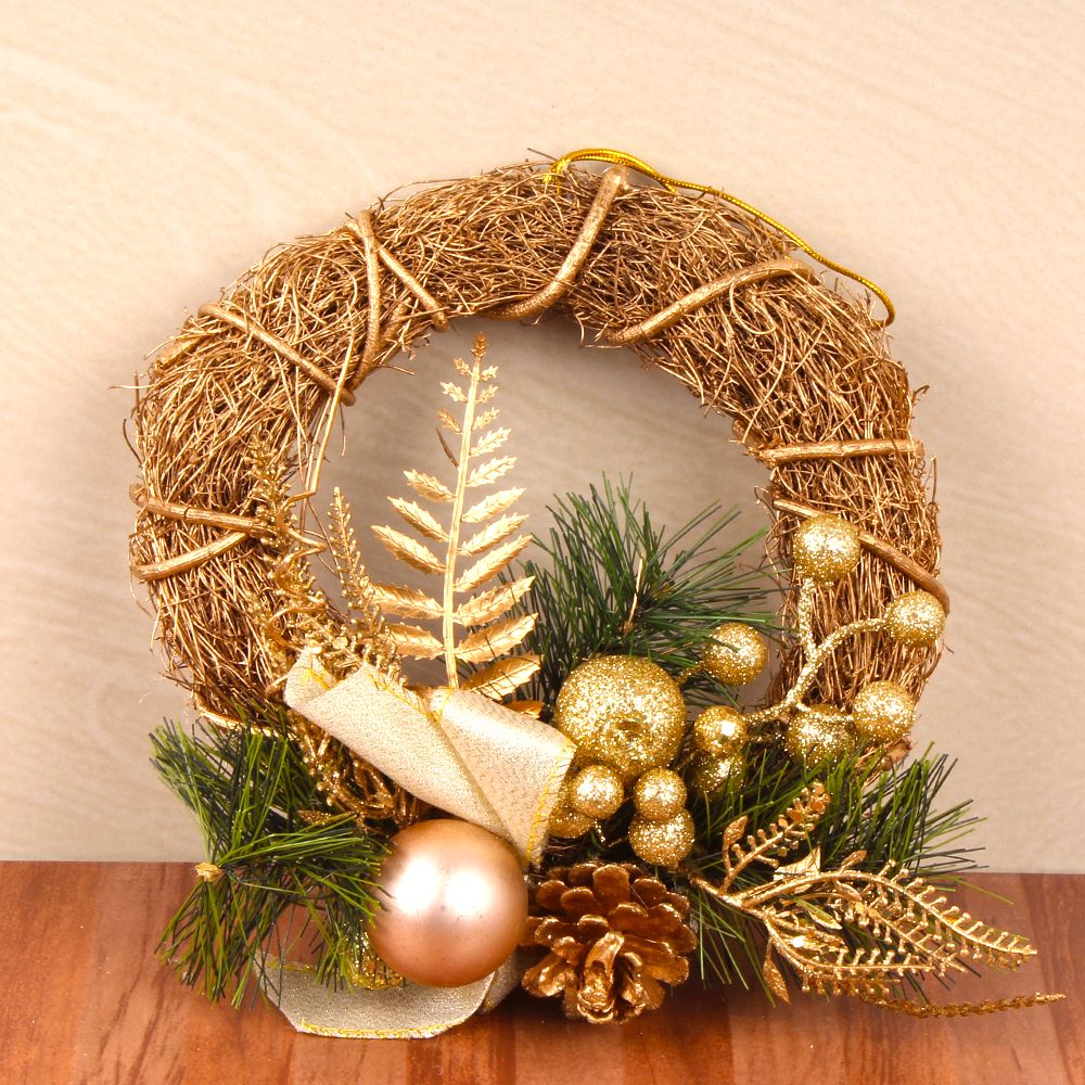 Designer Decorative Golden Christmas Wreath