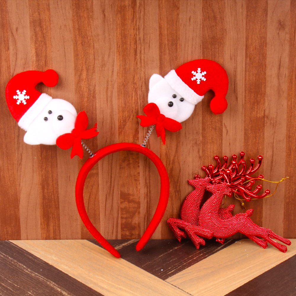 Santa Bunny Hair Band with Designer Candle and Reindeer