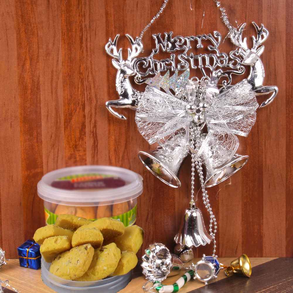 Cashew Cookies and Merry Christmas Bell Hanging