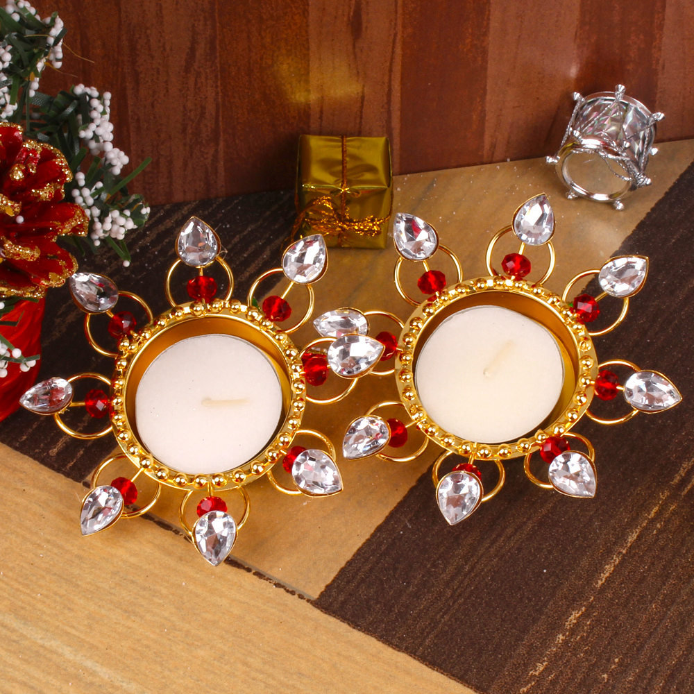 Designer Tea light Candles with Christmas Decorated Tree