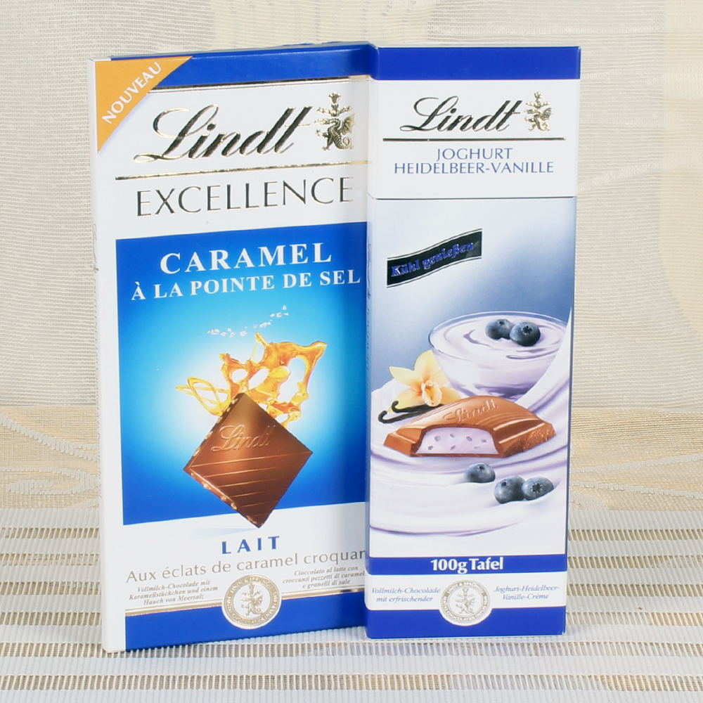 Lindt Excellence Caramel with Lindt Heldelbeer Vanille
