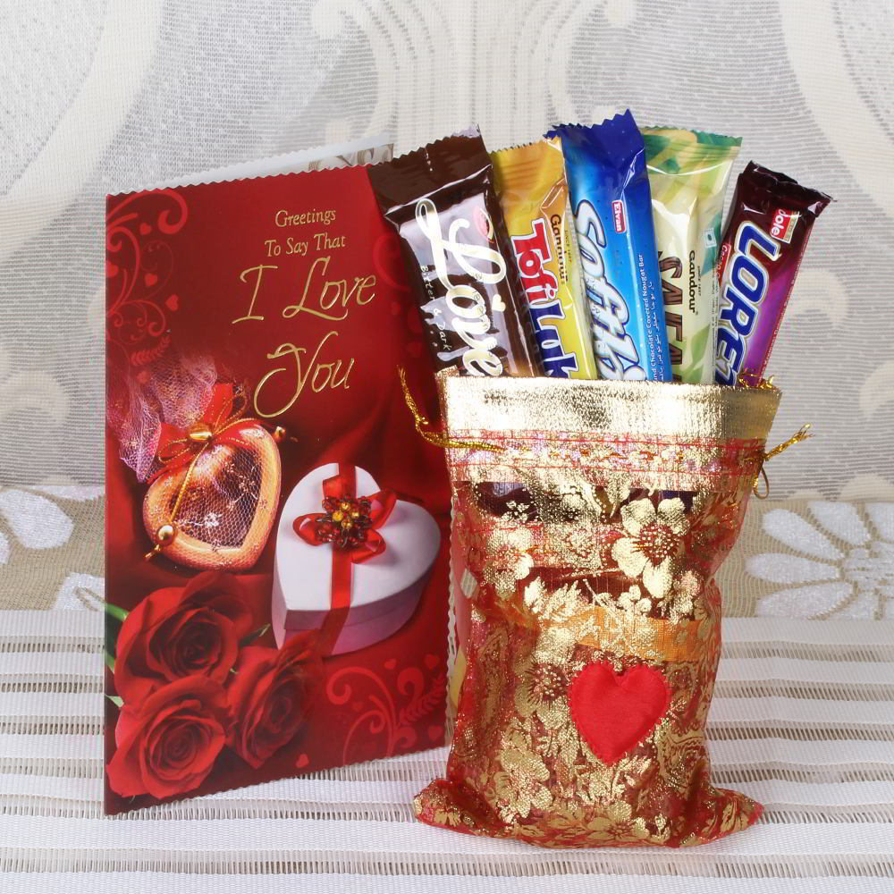 Imported Chocolate Bars with I Love You Greeting Card