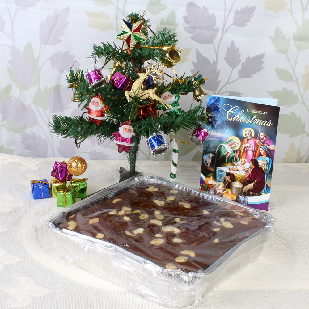 Plum Cake and Decorative Tree with Card