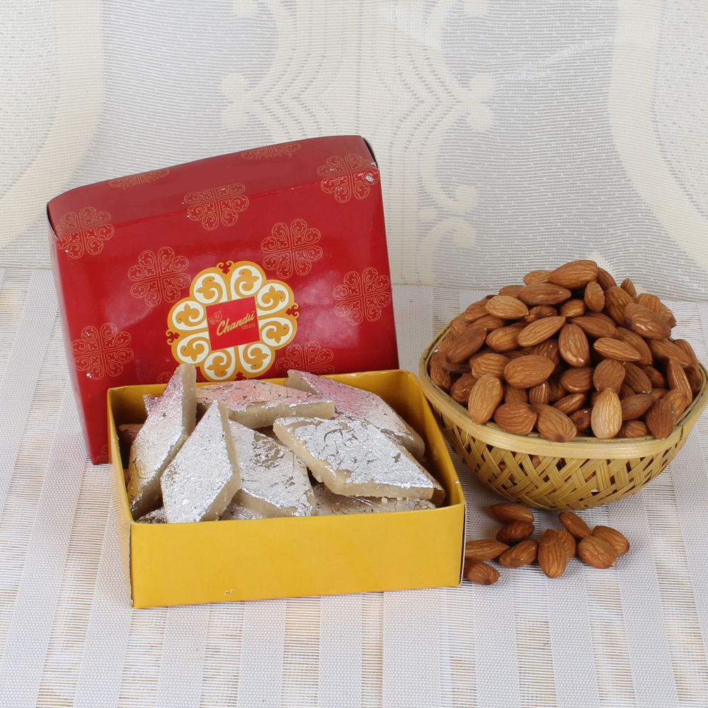 Kaju Katli with Almond Basket