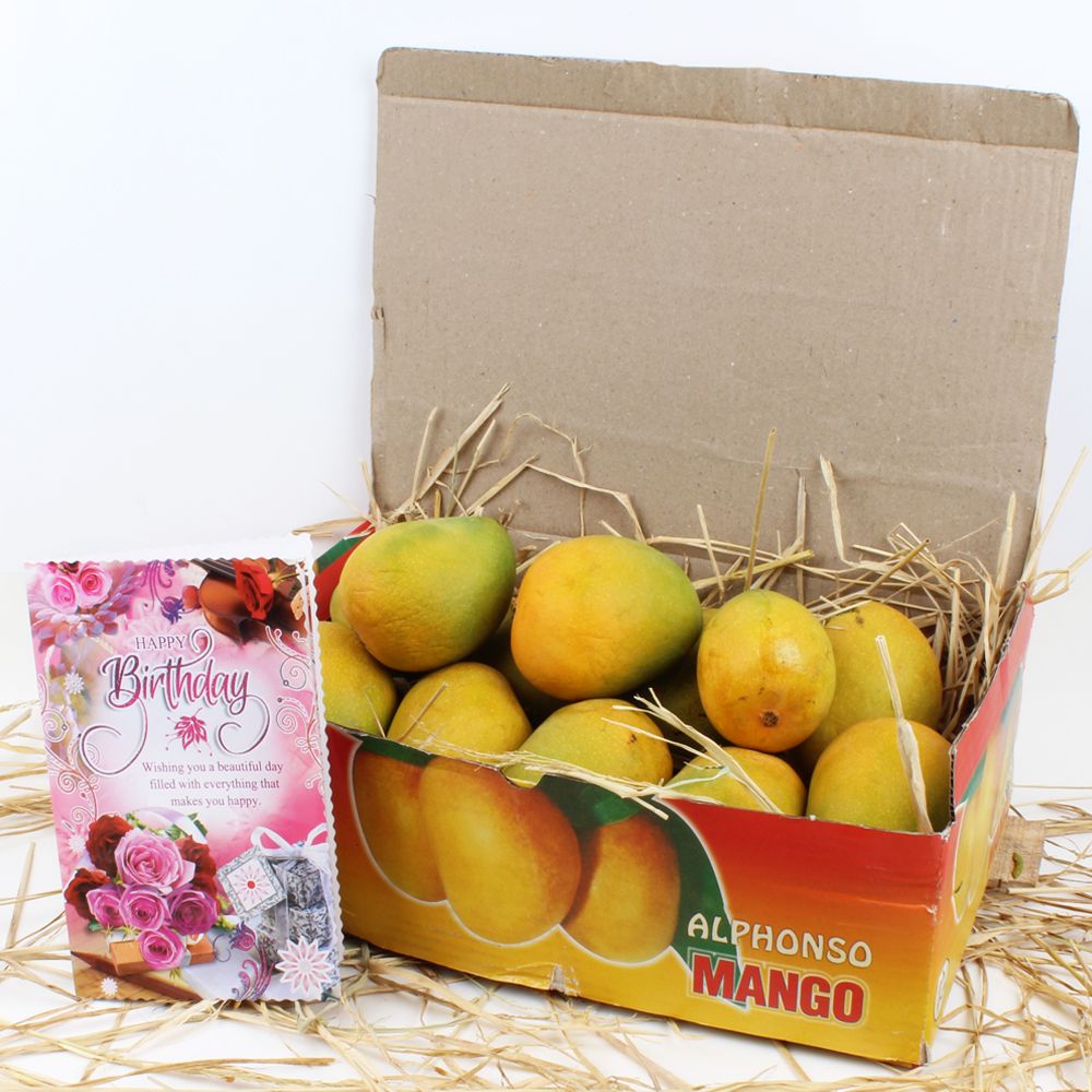 Alphonso Mangoes with Birthday Greeting Card