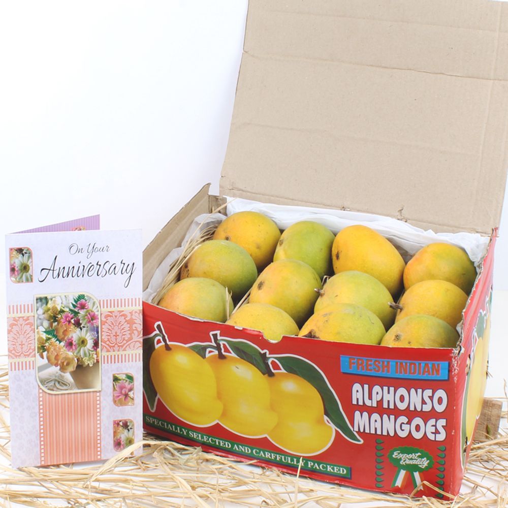 Alphonso Mangoes with Anniversary Greeting Card 