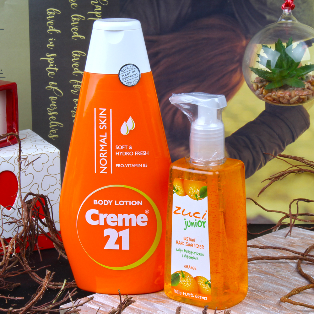 Creme 21 Body Lotion with Zuci Junior Sanitizer for Her