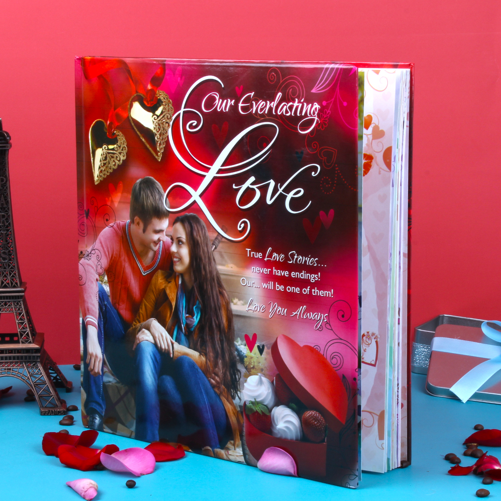 Gold Plated Rose and Love Slam Book Style Card in Exclusive Bag