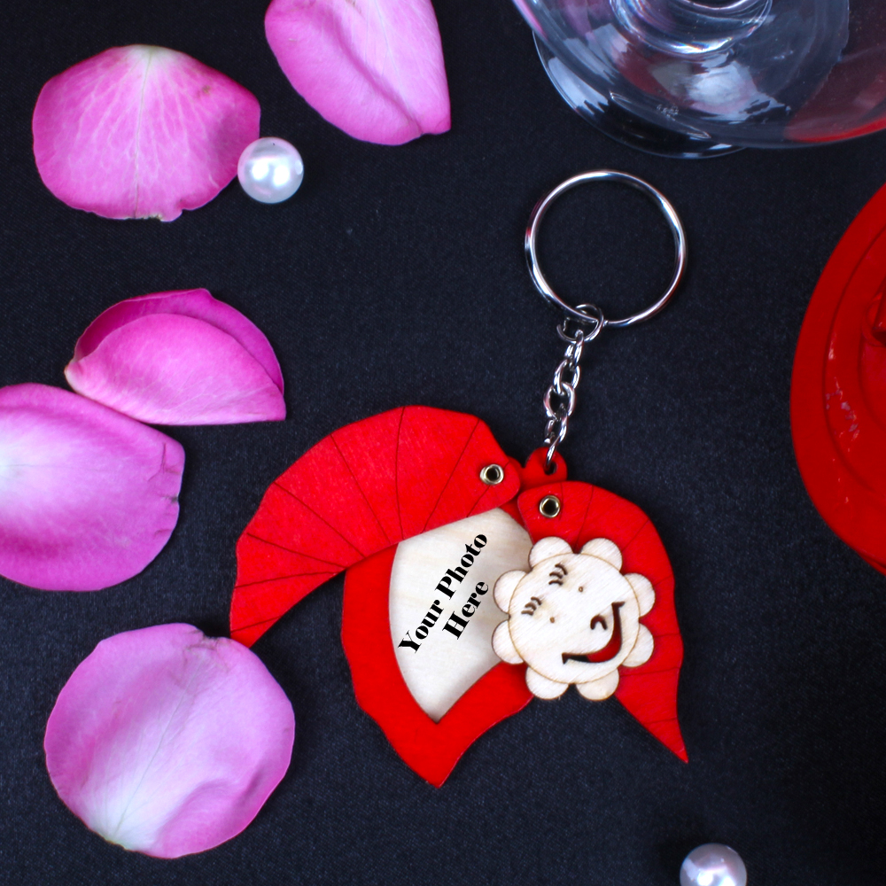 Leaf with Smile Flower Key Chain