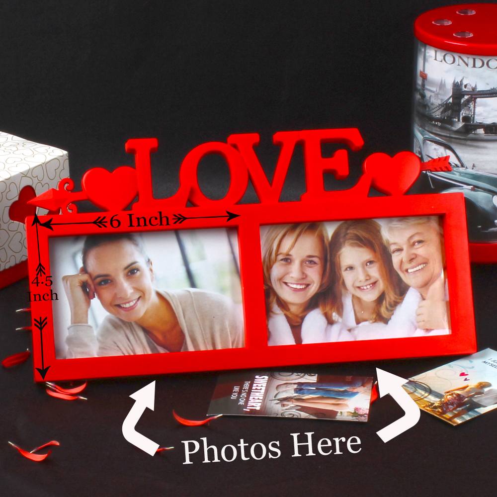 Dual Split Photos Love Table Top Frame