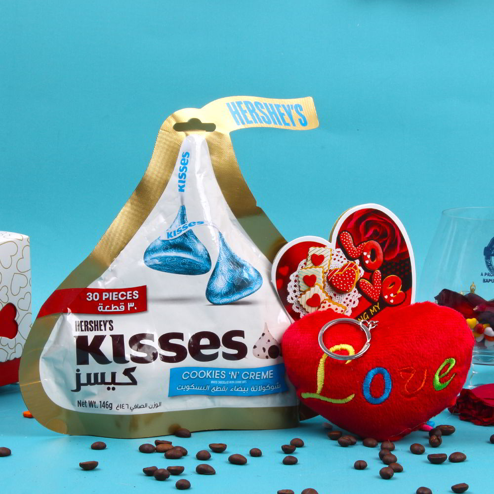 Special Valentine Gift of Hersheys Kisses Chocolate and Love Key Chain