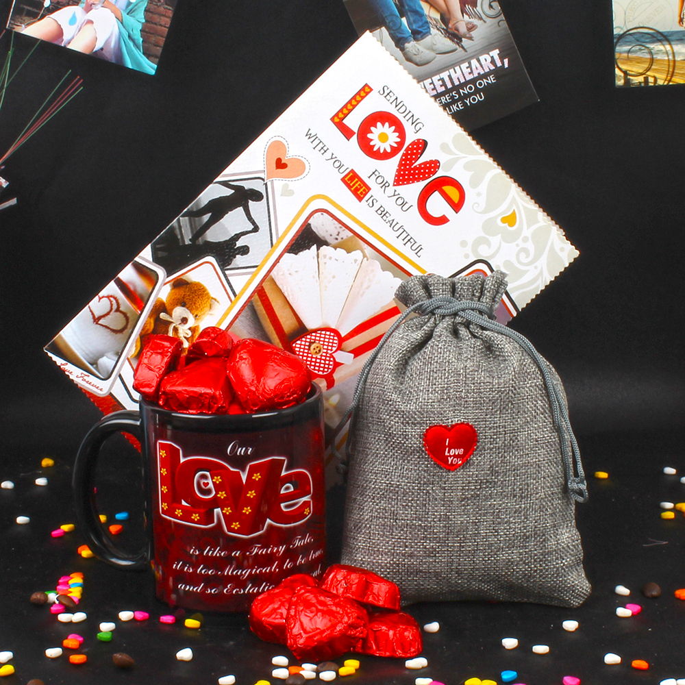 Love Mug and Heart Shape Chocolates Valentines Day Gifts