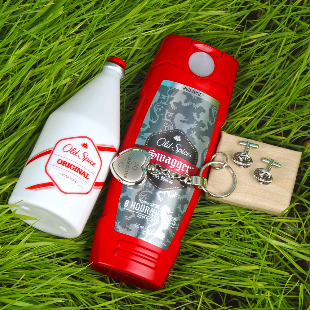 Old Spice Body Wash and Original After Shave with Key Chain Cufflink Set