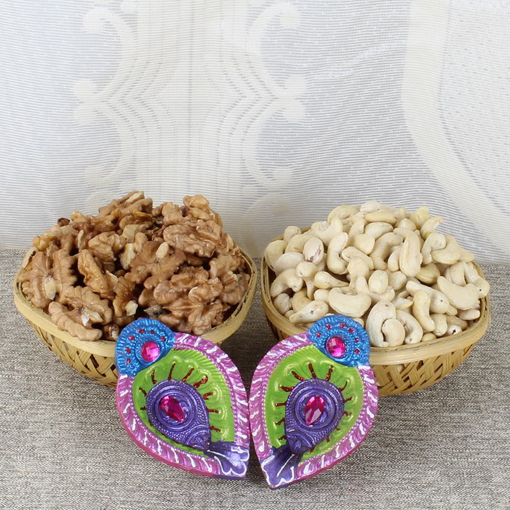 Walnut and Cashew with Earthen Diya