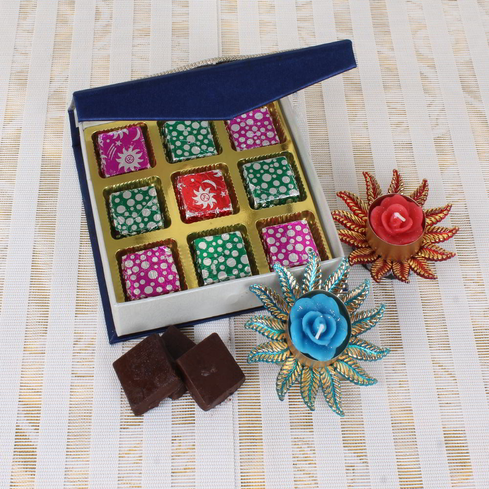 Home Made Chocolates with Designer Diyas