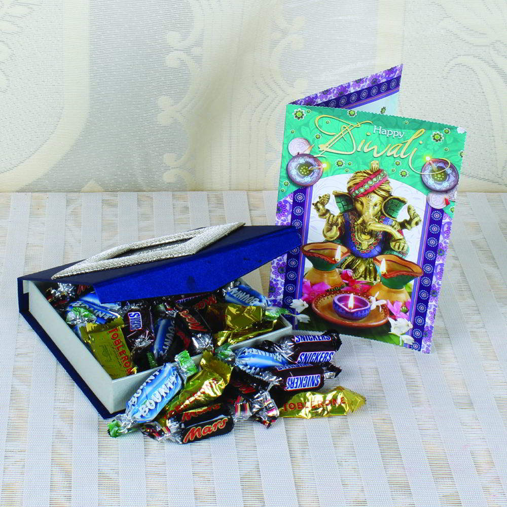 Miniature Imported Assorted Chocolates with Diwali Card