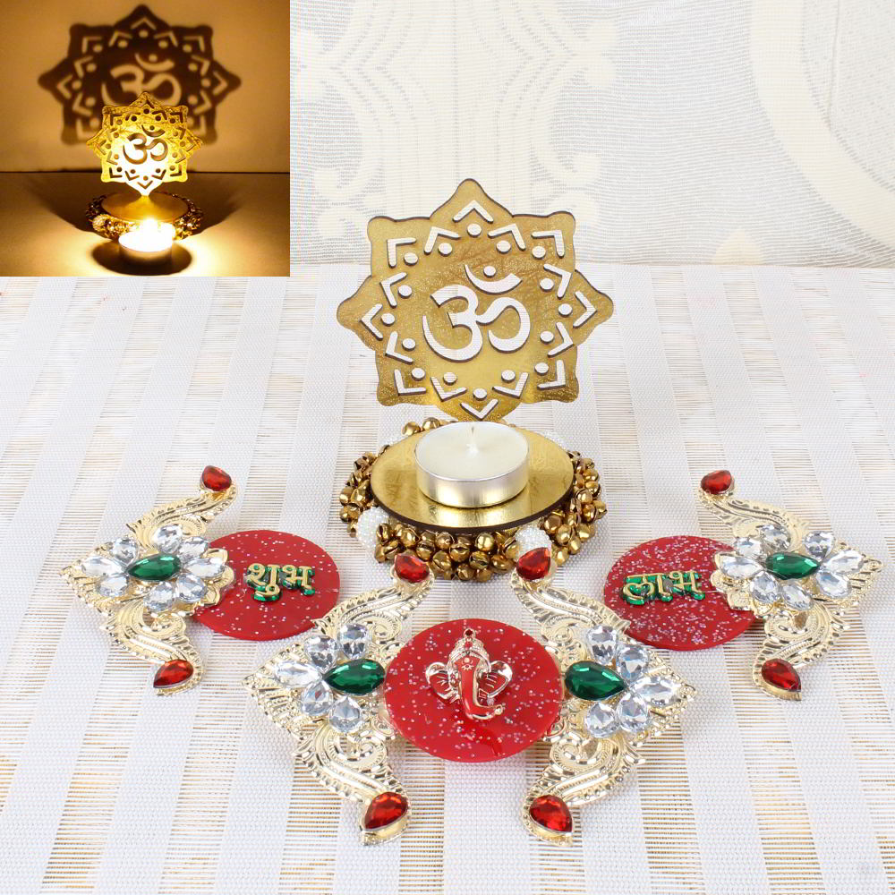 Diwali Door Hanging and Acrylic OM Shadow Diya