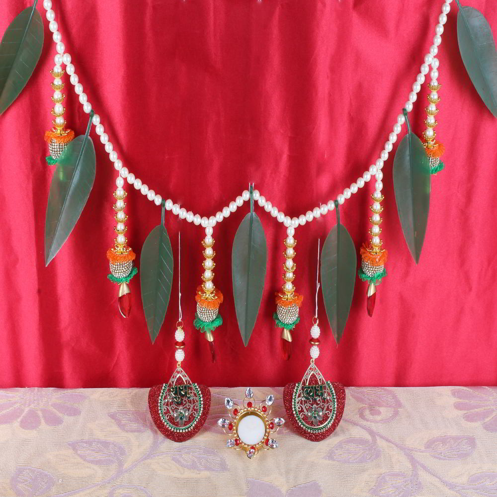 Diwali Door Decorative Toran and Shubh Labh Hangings with Decorative Candle