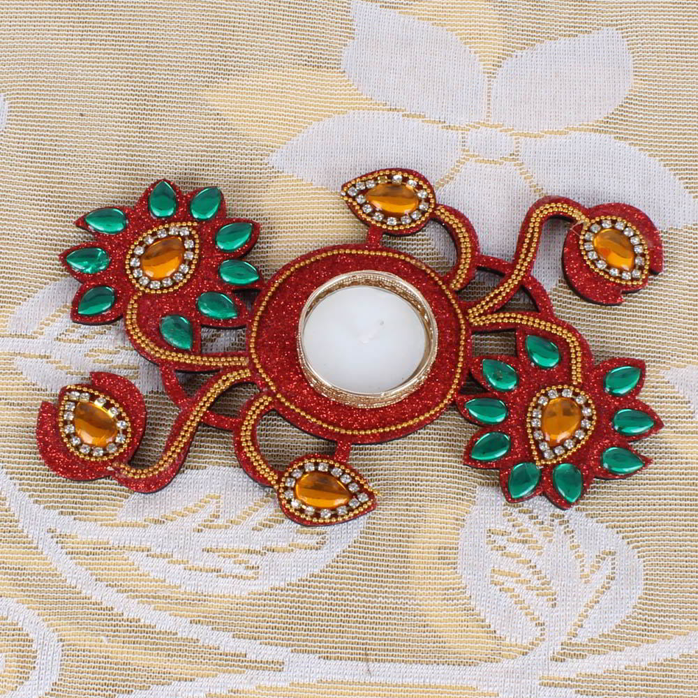 Designer Diwali Rangoli with Tea light Candle