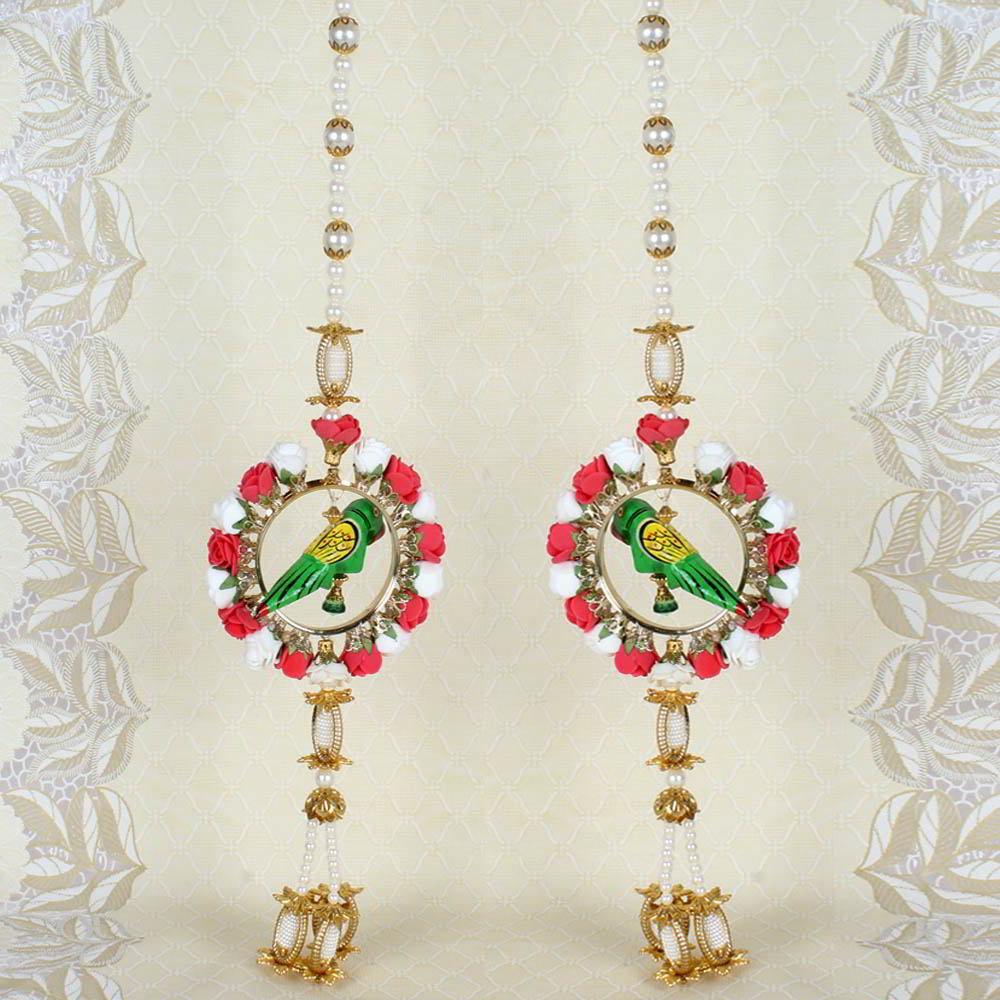 Parrot Design of Pearl String Long Diwali Door Hanging