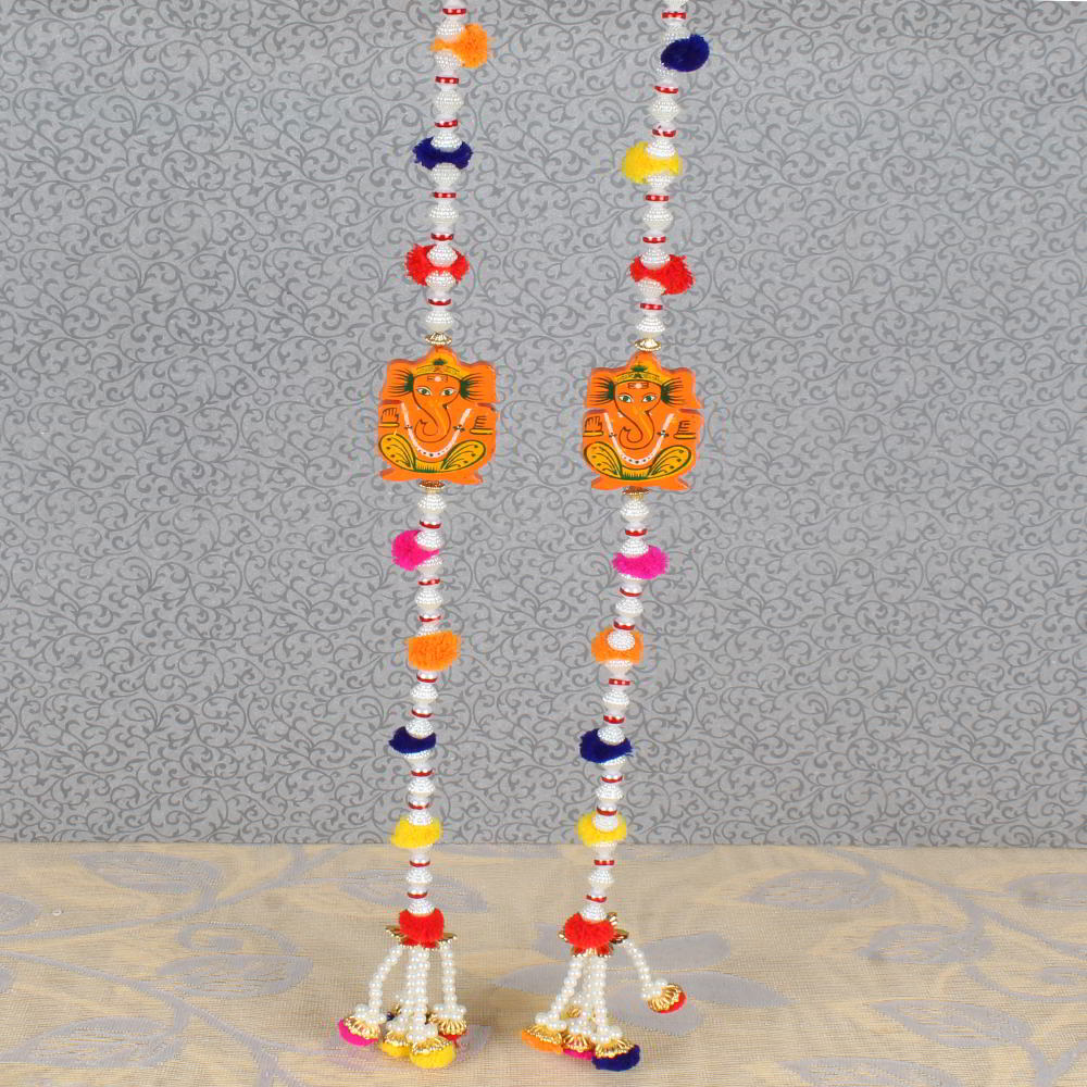 Ganesha Design of Pearl String Long Diwali Door Hanging