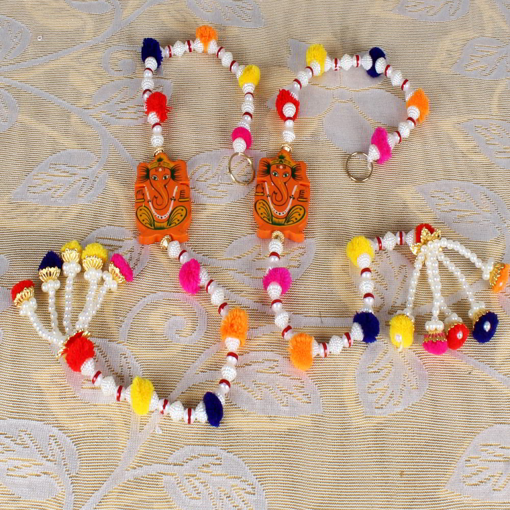 Ganesha Design of Pearl String Long Diwali Door Hanging