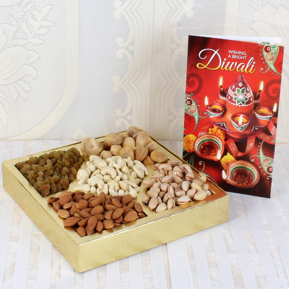 Diwali Card with Assorted Dry Fruits