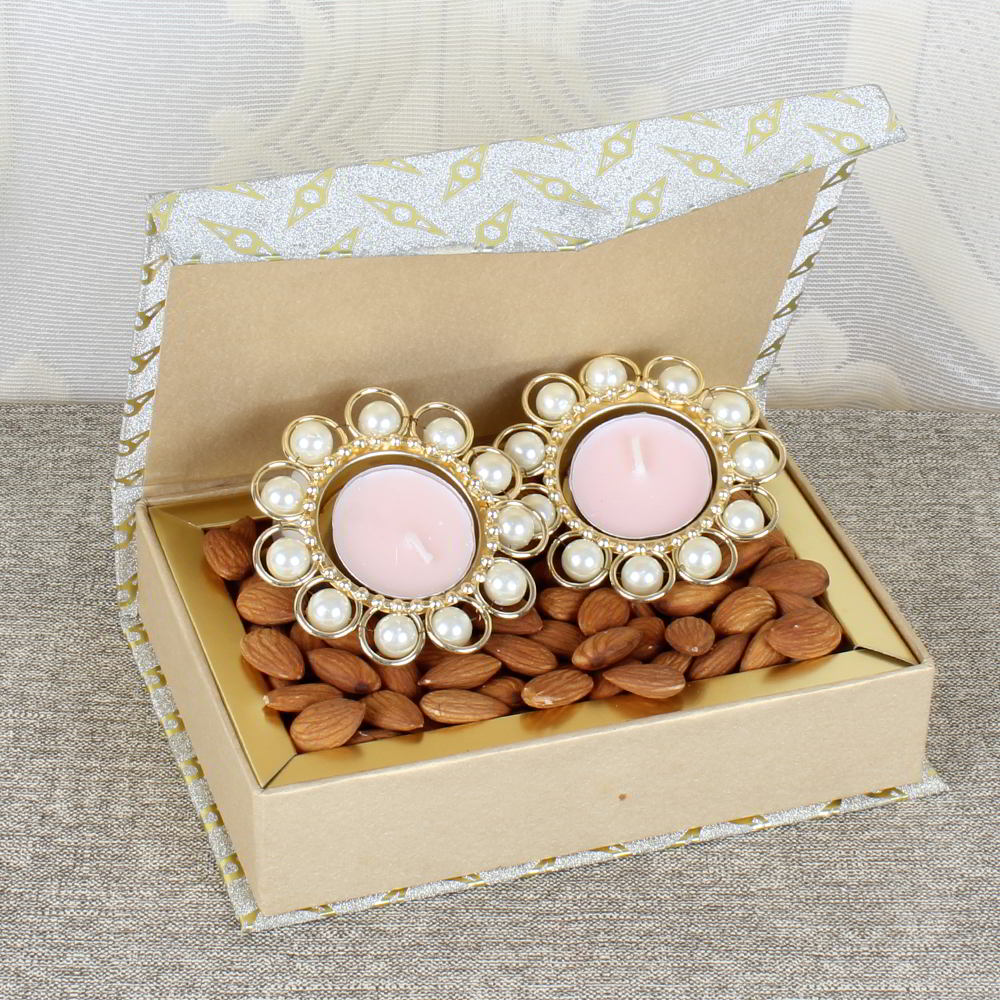 Pearl Metal Diya with Almond Box