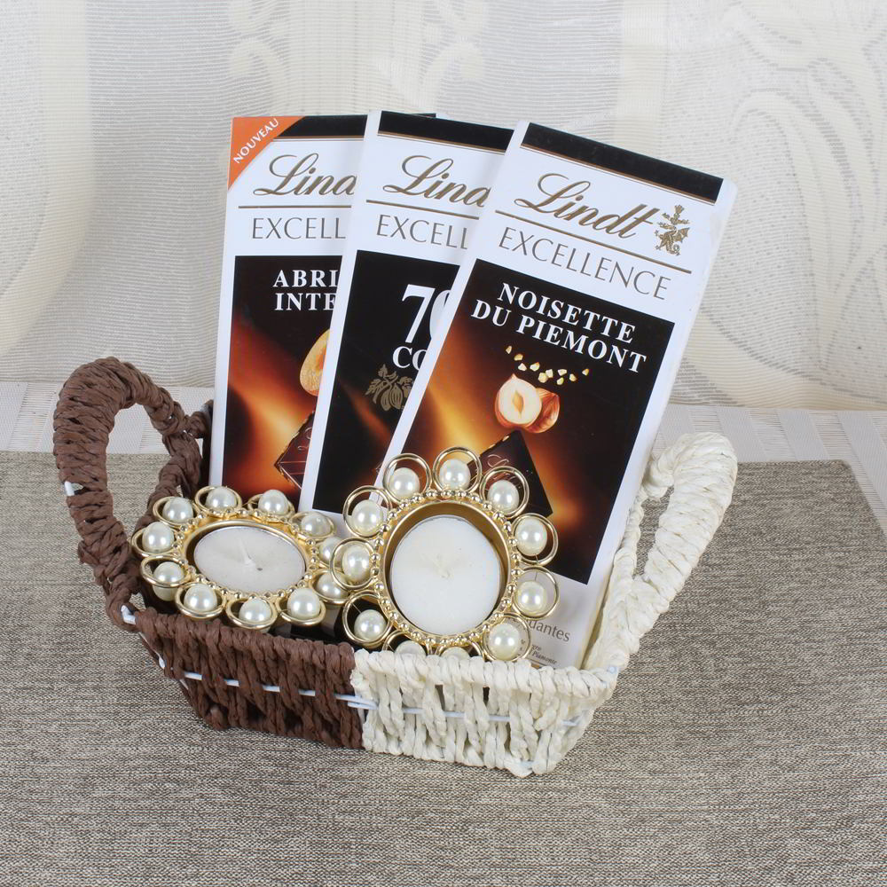 Triple Lindt Chocolate Treat of Diwali With Pearl Diya