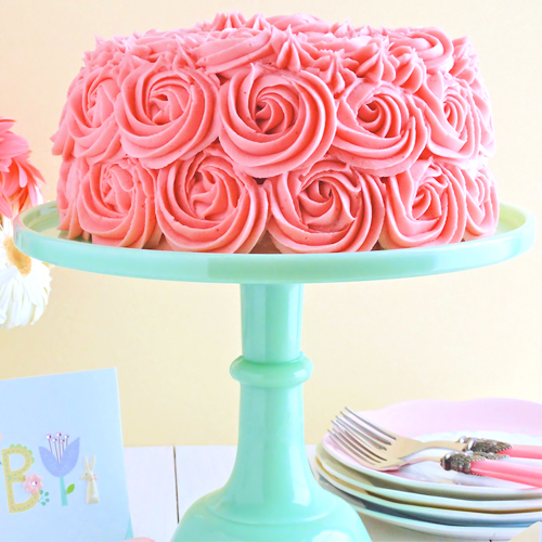 Pink Rose Strawberry Cake