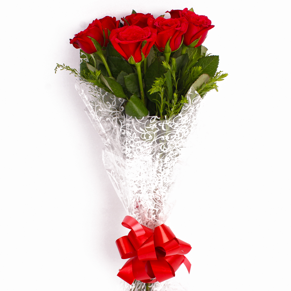 Ten Red Roses Bouquet Cellophane Wrapped