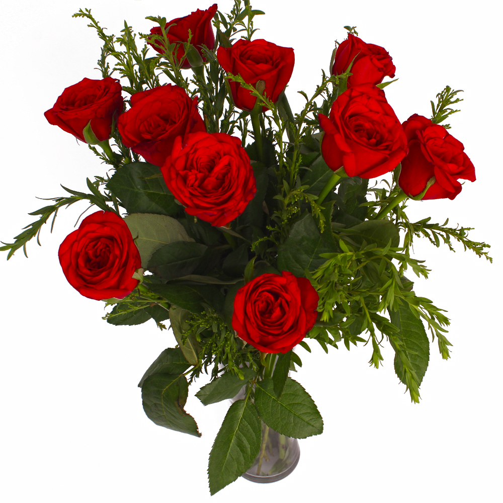 Classy Vase of Ten Red Roses
