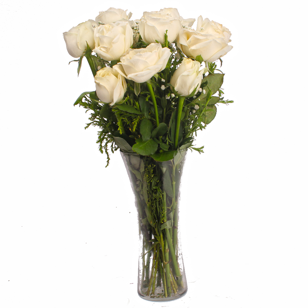 Soft Touch of White Roses Vase