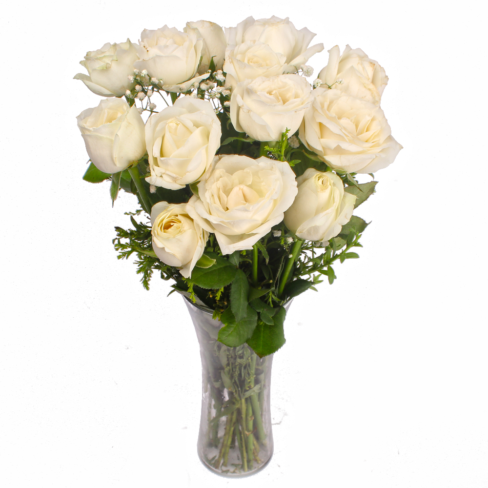 Soft Touch of White Roses Vase